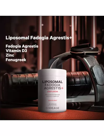 CodeAge Liposomal Fadogia Agrestis+ / Фадогия для поддержания уровня тестостерона липосомальная 60 к, фото 2 в магазине биодобавок nutrido.shop