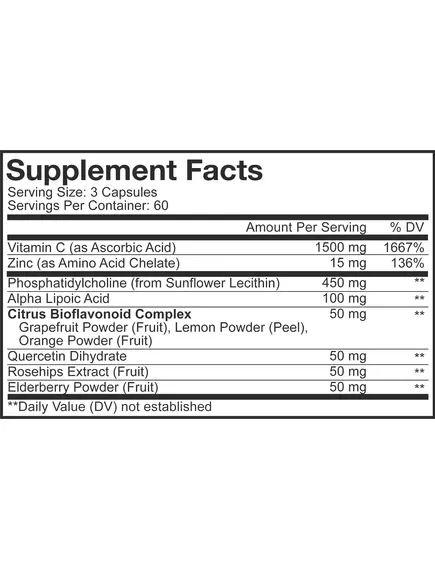 CODEAGE LIPOSOMAL VITAMIN C / ЛІПОСОМАЛЬНИЙ ВІТАМІН C + ЦИНК І БІОФЛАВОНОЇДИ 180 КАПСУЛ, фото 10 від магазину біодобавок nutrido.shop