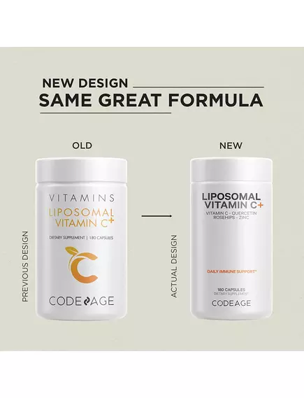 CODEAGE LIPOSOMAL VITAMIN C / ЛІПОСОМАЛЬНИЙ ВІТАМІН C + ЦИНК І БІОФЛАВОНОЇДИ 180 КАПСУЛ, фото 2 від магазину біодобавок nutrido.shop