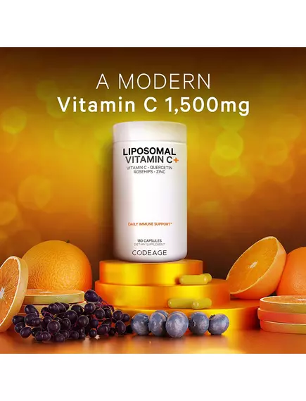 CODEAGE LIPOSOMAL VITAMIN C / ЛІПОСОМАЛЬНИЙ ВІТАМІН C + ЦИНК І БІОФЛАВОНОЇДИ 180 КАПСУЛ, фото 3 від магазину біодобавок nutrido.shop