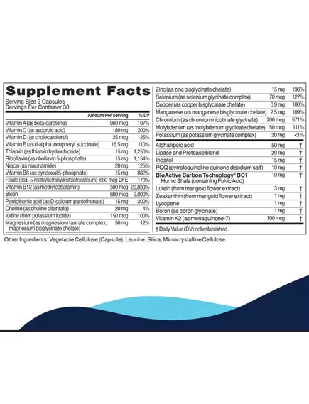 CellCore Core Nutrients / Базовий комплекс вітамінів і мінералів 60 капсул, фото 2 в магазине биодобавок nutrido.shop