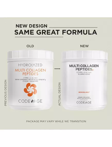 CODEAGE HYDROLYZED MULTI COLLAGEN PEPTIDES / ПЕПТИДИ КОЛАГЕНУ 5 ТИПІВ + 18 АМІНОКИСЛОТ 567 Г, фото 2 від магазину біодобавок nutrido.shop