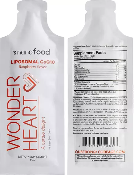 CODEAGE LIPOSOMAL WONDER HEART LIQUID COQ10 / ЛІПОСОМАЛЬНИЙ КОЕНЗИМ КУ10 30 САШЕ, фото 7 від магазину біодобавок nutrido.shop
