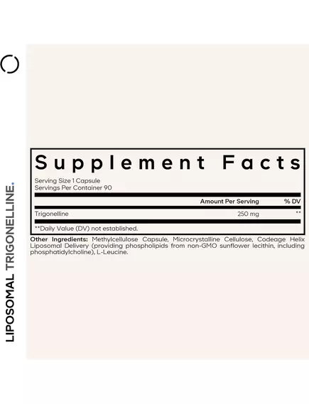 CodeAge Liposomal Trigonelline / Ліпосомальний тригонелін 250 мг 90 капсул, фото 2 від магазину біодобавок nutrido.shop