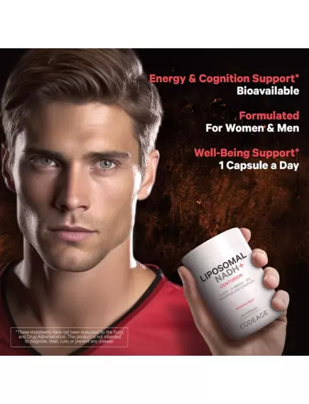 CodeAge Liposomal NADH+ / Липосомальный НАДН+ производство клеточной энергии 60 капсул, фото 3 в магазине биодобавок nutrido.shop