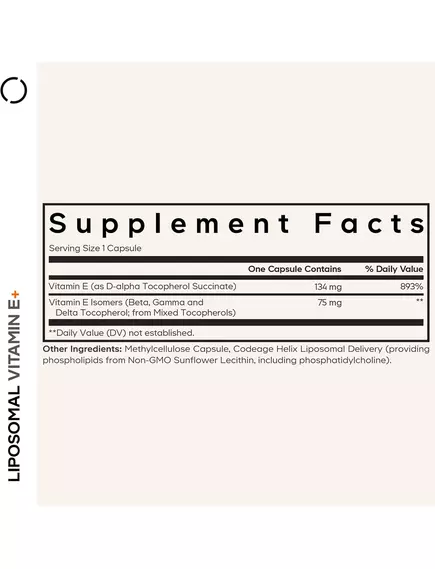 CodeAge Liposomal Vitamin E / Ліпосомальний вітамін Е на основі соняшникововї олії 90 капсул, фото 9 від магазину біодобавок nutrido.shop