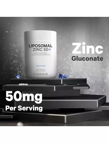 CODEAGE LIPOSOMAL ZINC / ЛІПОСОМАЛЬНИЙ ЦИНК 50 МГ 100 КАПСУЛ, фото 3 від магазину біодобавок nutrido.shop