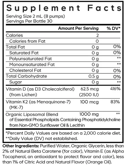 CodeAge Liposomal Vitamin D3 + K2 / Липосомальные витамины Д3 + К2 веган 59,2 мл, фото 2 в магазине биодобавок nutrido.shop