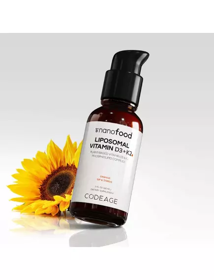 CodeAge Liposomal Vitamin D3 + K2 / Липосомальные витамины Д3 + К2 веган 59,2 мл, фото 3 в магазине биодобавок nutrido.shop