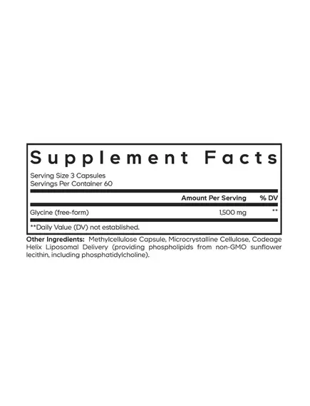CodeAge Liposomal Glycine+ / Гліцин ліпосомальний 1500 мг 180 капсул, фото 2 в магазине биодобавок nutrido.shop
