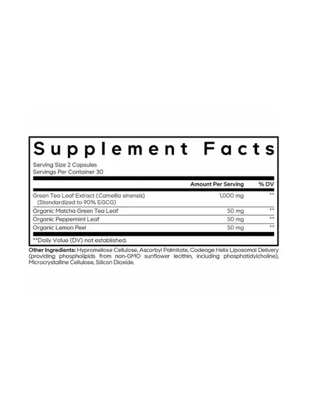 CodeAge Liposomal Green Tea+ Ultra / Ліпосомальний зелений чай Плюс Ультра 60 капсул, фото 2 від магазину біодобавок nutrido.shop