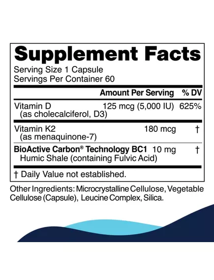 CellCore D3+K2 Pro / Вітаміни Д3 5000 МО + K2 180 мкг Підтримка кісток, серця та імунітету 60 капсул, фото 2 в магазине биодобавок nutrido.shop