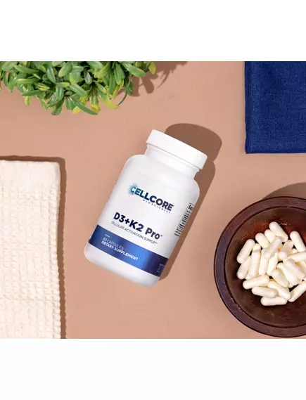 CellCore D3+K2 Pro / Вітаміни Д3 5000 МО + K2 180 мкг Підтримка кісток, серця та імунітету 60 капсул, фото 7 в магазине биодобавок nutrido.shop