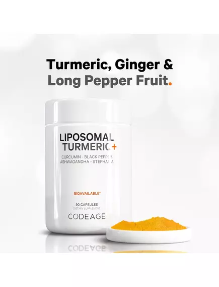 CodeAge Liposomal Fermented Turmeric Curcumin / Липосомальный ферментированный куркумин 90 капсул, фото 4 в магазине биодобавок nutrido.shop