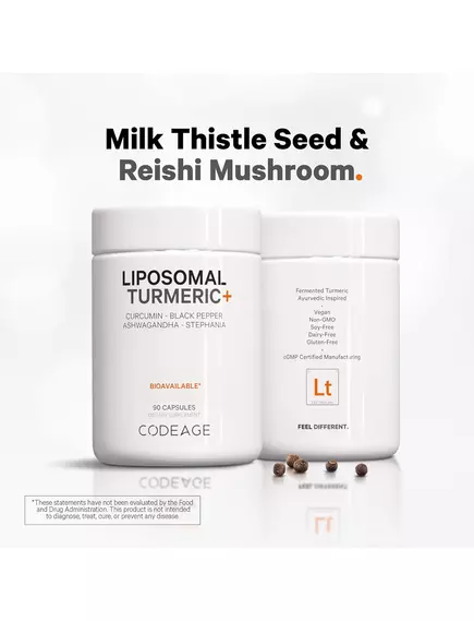 CodeAge Liposomal Fermented Turmeric Curcumin / Липосомальный ферментированный куркумин 90 капсул, фото 6 в магазине биодобавок nutrido.shop