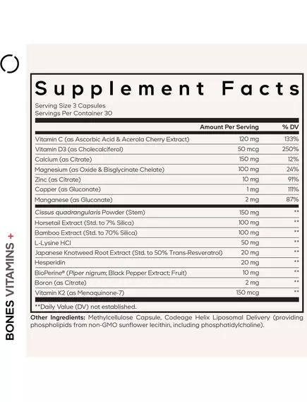 CodeAge Bones Vitamins+ / Комплекс вітамінів і мінералів для здоров'я кісток 90 капсул, фото 2 від магазину біодобавок nutrido.shop