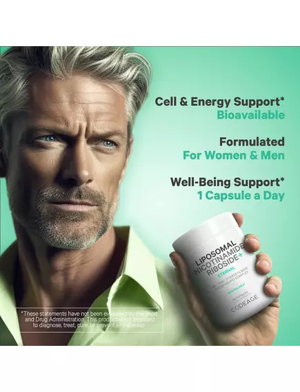 CodeAge Liposomal Nicotinamide Riboside+ / Ліпосомальний нікотинамід рибозид 60 капсул, фото 8 від магазину біодобавок nutrido.shop