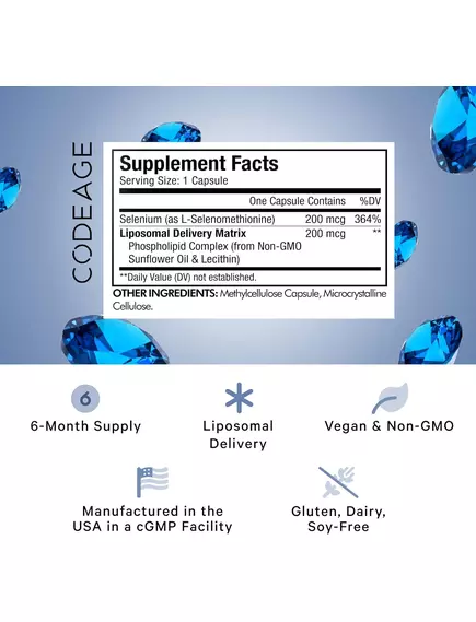 CODEAGE LIPOSOMAL SELENIUM / СЕЛЕНОМЕТІОНІН (СЕЛЕН) ЛІПОСОМАЛЬНИЙ 180 КАПСУЛ, фото 2 від магазину біодобавок nutrido.shop