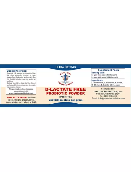 Custom Probiotics D-Lactate Free / Пробиотическая смесь без Д - Лактат 50 г, фото 2 купить в магазине биодобавок nutrido.shop Custom Probiotics D-Lactate Free / Пробиотическая смесь без Д - Лактат 50 г, фото 2 в магазине биодобавок nutrido.shop