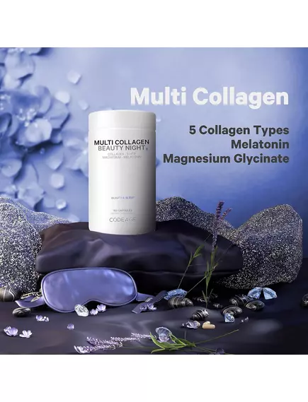 CodeAge Multi Collagen Beauty Night / Коллаген с мелатонином для приема на ночь 150 капсул, фото 3 в магазине биодобавок nutrido.shop