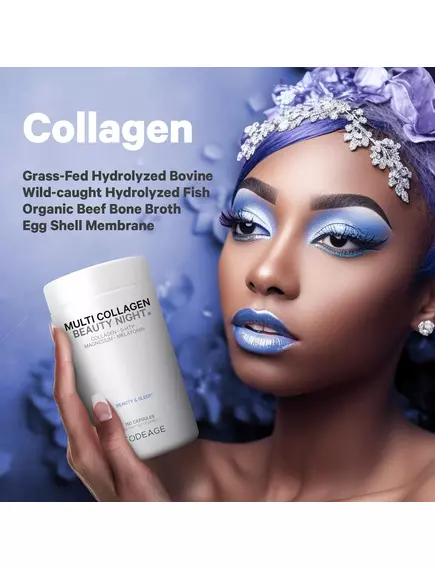 CodeAge Multi Collagen Beauty Night / Коллаген с мелатонином для приема на ночь 150 капсул, фото 5 в магазине биодобавок nutrido.shop