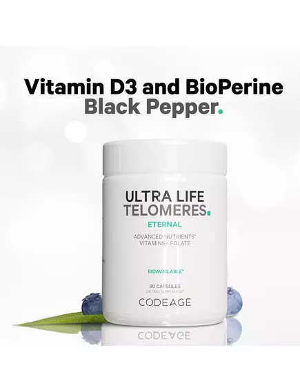 CodeAge Ultra Life Telomeres / Теломеры поддержка здорового старения и цикла метилирования 90 капсул, фото 6 в магазине биодобавок nutrido.shop
