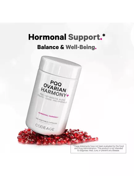 CodeAge PQQ Ovarian Harmony / Ліпосомальний комплекс з інозитолом для жіночого здоров'я 120 капсул 120 капсул, фото 6 від магазину біодобавок nutrido.shop