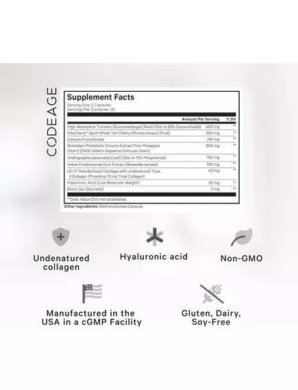 CODEAGE SUPREME JOINT HEALTH / КОМПЛЕКС ДЛЯ ЗДОРОВ'Я СУГЛОБІВ ІЗ КОЛАГЕНОМ 60 КАПСУЛ, фото 3 від магазину біодобавок nutrido.shop