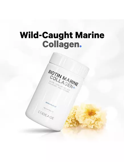 CodeAge Wild Caught Biotin Marine Collagen Peptides / Морской коллаген с биотином 120 капсул, фото 5 в магазине биодобавок nutrido.shop