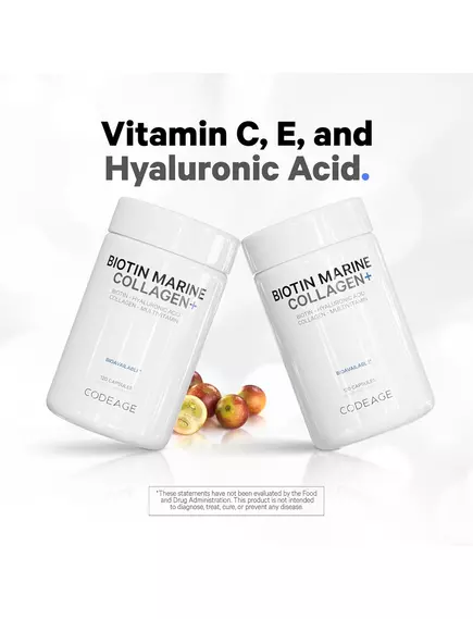 CodeAge Wild Caught Biotin Marine Collagen Peptides / Морской коллаген с биотином 120 капсул, фото 7 в магазине биодобавок nutrido.shop