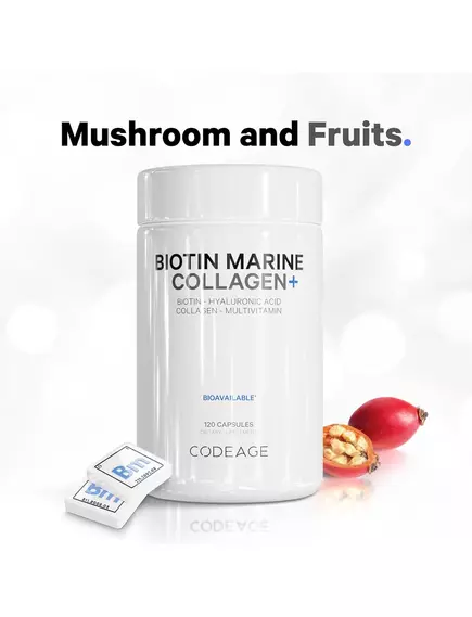 CodeAge Wild Caught Biotin Marine Collagen Peptides / Морской коллаген с биотином 120 капсул, фото 8 в магазине биодобавок nutrido.shop