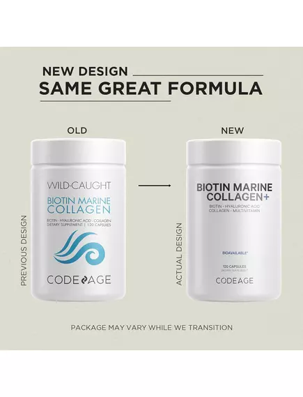 CodeAge Wild Caught Biotin Marine Collagen Peptides / Морской коллаген с биотином 120 капсул, фото 2 в магазине биодобавок nutrido.shop