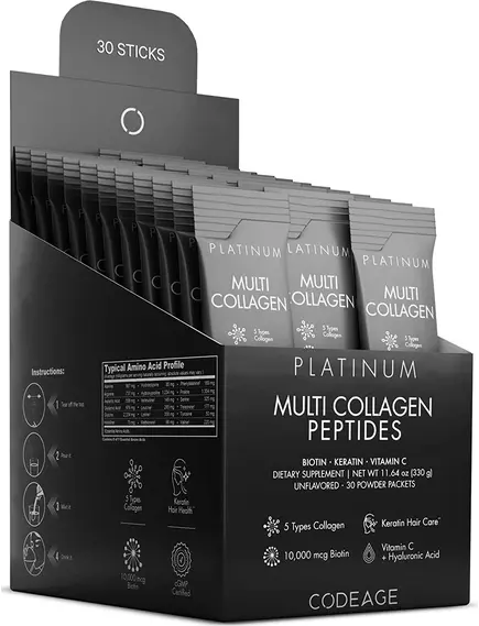 CodeAge Multi Collagen Peptides Powder Platinum / Пептиды коллагена, обогащенные витаминами 30 шт, фото 8 в магазине биодобавок nutrido.shop