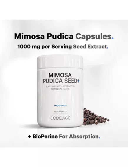 CodeAge Mimosa Pudica Seed / Насіння мімози Антипаразитарний комплекс 120 капсул, фото 4 від магазину біодобавок nutrido.shop