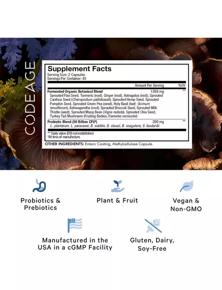 CODEAGE SBO PROBIOTIC + 50 BILLION CFU / ҐРУНТОВІ ПРОБІОТИКИ 50 МЛРД КУО 90 КАПСУЛ, фото 2 від магазину біодобавок nutrido.shop