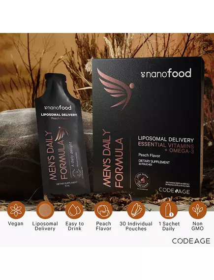 CODEAGE MEN'S DAILY MULTIVITAMIN LIPOSOMAL / ЩОДЕННІ МУЛЬТИВІТАМІНИ ДЛЯ ЧОЛОВІКІВ ЛІПОСОМАЛЬНІ 30 САШЕ, фото 4 від магазину біодобавок nutrido.shop