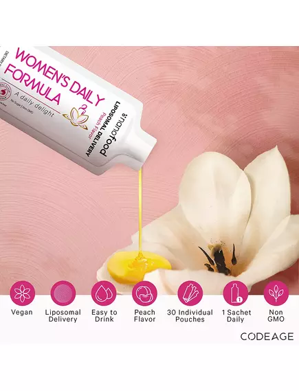 CODEAGE WOMEN’S DAILY MULTIVITAMIN LIPOSOMAL / ЩОДЕННІ МУЛЬТИВІТАМІНИ ДЛЯ ЖІНОК ЛІПОСОМАЛЬНІ 30 САШЕ, фото 3 від магазину біодобавок nutrido.shop
