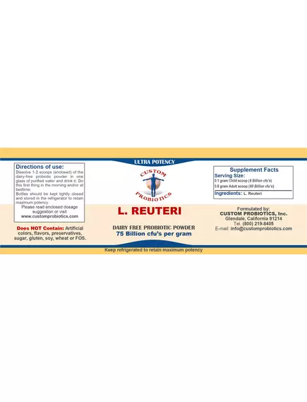 Custom probiotics L.Reuteri Probiotic Powder / Пробіотичний порошок Л Реутері 100 г, фото 3 в магазине биодобавок nutrido.shop