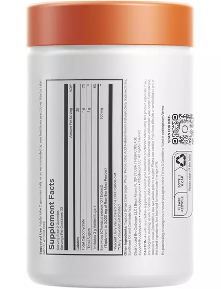 CodeAge Sea Moss Gummies / Ірландський морський мох 60 жувальних цукерок, фото 3 від магазину біодобавок nutrido.shop