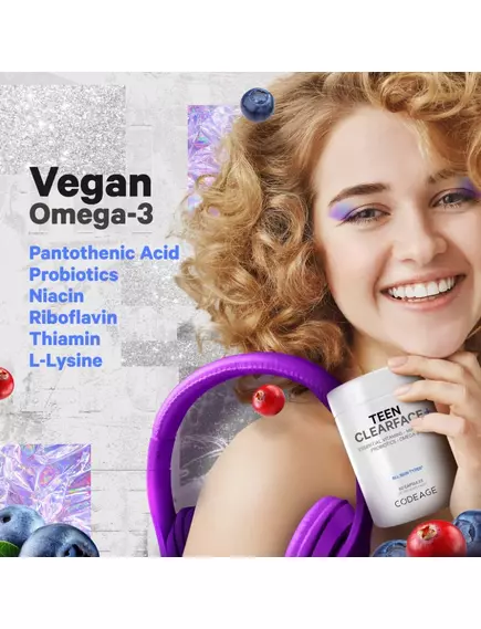 CodeAge Teen Clearface Vitamins / Витамины для подростковой кожи 60 капсул, фото 6 в магазине биодобавок nutrido.shop