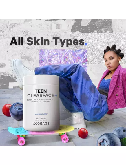CodeAge Teen Clearface Vitamins / Витамины для подростковой кожи 60 капсул, фото 8 в магазине биодобавок nutrido.shop