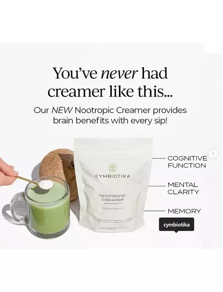 Cymbiotika Nootropic Creamer Advanced / Ноотропні сухі вершки з MCT, L-теанін, L-тирозин, Alpha GPC 30 порцій, фото 7 від магазину біодобавок nutrido.shop