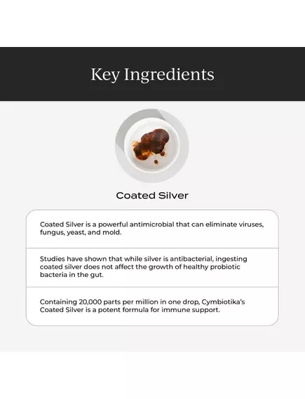 Cymbiotika Coated Silver / Коллоидное серебро биоактивное для поддержки иммунитета 5 мл, фото 6 в магазине биодобавок nutrido.shop