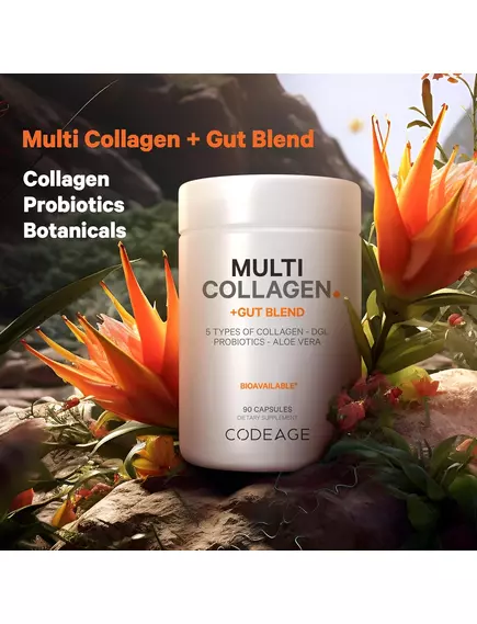 CodeAge Multi Collagen Gut Blend / Колаген 5 типів із пробіотиками 90 капсул, фото 3 від магазину біодобавок nutrido.shop