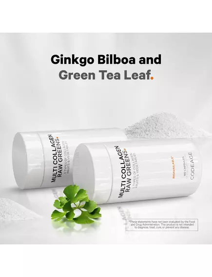 CodeAge Multi Collagen Raw Greens / Пять типов коллагена + 21 органический фрукт и овощ 180 капсул, фото 5 в магазине биодобавок nutrido.shop