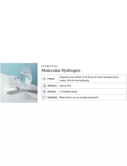 CYMBIOTIKA MOLECULAR HYDROGEN / МОЛЕКУЛЯРНИЙ ВОДЕНЬ 30 ТАБЛЕТОК, фото 5 від магазину біодобавок nutrido.shop