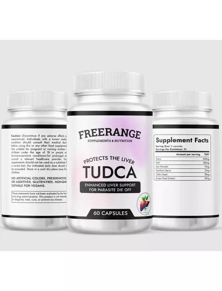 FreeRange Tudca / Тудка Тауросодезоксихолева кислота 60 капсул, фото 3 в магазине биодобавок nutrido.shop