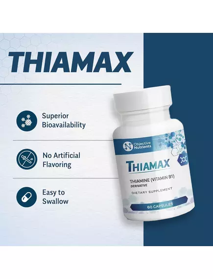 Objective Nutrients Thiamax / Тіамакс біодоступний вітамін Б1 60 капсул, фото 3 в магазине биодобавок nutrido.shop