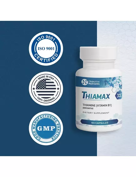 Objective Nutrients Thiamax / Тіамакс біодоступний вітамін Б1 60 капсул, фото 4 в магазине биодобавок nutrido.shop