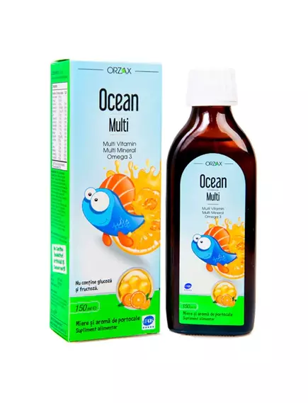 Ocean Multi / Мультивітаміни з омега-3 для дітей смак меду та апельсина 150 мл, фото 2 в магазине биодобавок nutrido.shop